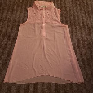 Simply Noelle Sheer and Lace Sleeveless Top Blouse Tunic Light Pink S / M